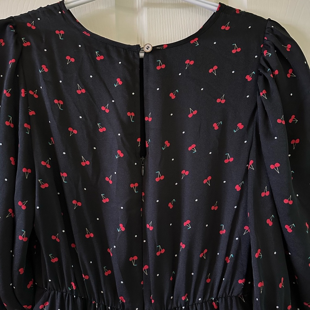✨ Anthropologie Louche Cherry Print Midi Dress Fits US XS 2–4 Lined | Pockets - Picture 9 of 14